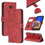 For Galaxy J4 Plus Matching Color Frosted Texture Horizontal Flip PU Leather Case with Holder & Card Slots & Lanyard(Red)