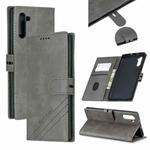 For Galaxy Note 10 Matching Color Frosted Texture Horizontal Flip PU Leather Case with Holder & Card Slots & Lanyard(Gray)