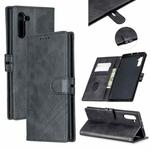 For Galaxy Note 10 Matching Color Frosted Texture Horizontal Flip PU Leather Case with Holder & Card Slots & Lanyard(Black)