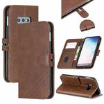 For Galaxy S10E Matching Color Frosted Texture Horizontal Flip PU Leather Case with Holder & Card Slots & Lanyard(Brown)