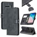For Galaxy S10 Plus Matching Color Frosted Texture Horizontal Flip PU Leather Case with Holder & Card Slots & Lanyard(Black)