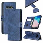 For Galaxy S10 Plus Matching Color Frosted Texture Horizontal Flip PU Leather Case with Holder & Card Slots & Lanyard(Blue)