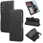 For Samsung Galaxy S21 FE 5G Cross Texture Detachable Leather Phone Case(Black)