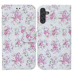 For Samsung Galaxy A13 Painted Pattern Horizontal Flip Leather Phone Case(Rose)