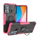 For Infinix Hot 11 Armor Bear Shockproof PC + TPU Protective Phone Case with Ring Holder(Rose Red)