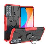 For Infinix Hot 11 Armor Bear Shockproof PC + TPU Protective Phone Case with Ring Holder(Red)