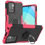 For Xiaomi Redmi 10Redmi Note 11 4G  6.5 inch Armor Bear Shockproof PC + TPU Protective Phone Case with Ring Holder(Rose Red)