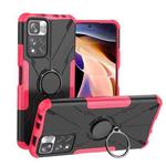 For Xiaomi Redmi Note 11 Pro Armor Bear Shockproof PC + TPU Protective Phone Case with Ring Holder(Rose Red)