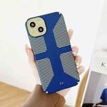 Striped Cross Armor Phone Case For iPhone 12 Pro(Dark Blue)