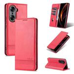 For Honor 60 AZNS Magnetic Calf Texture Horizontal Flip Leather Phone Case(Red)