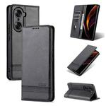 For Honor 60 AZNS Magnetic Calf Texture Horizontal Flip Leather Phone Case(Black)