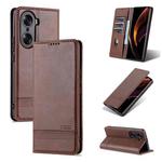 For Honor 60 AZNS Magnetic Calf Texture Horizontal Flip Leather Phone Case(Dark Brown)
