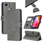 For Xiaomi Redmi 6 & 6A Stitching Style 2-Color Cow Texture Horizontal Flip PU Leather Case with Holder & Card Slot & Lanyard(Gray)