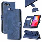 For Xiaomi Redmi 6 & 6A Stitching Style 2-Color Cow Texture Horizontal Flip PU Leather Case with Holder & Card Slot & Lanyard(Blue)