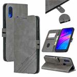 For Xiaomi Redmi 7 Stitching Style 2-Color Cow Texture Horizontal Flip PU Leather Case with Holder & Card Slot & Lanyard(Gray)