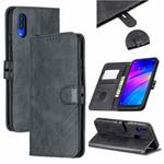 For Xiaomi Redmi 7 Stitching Style 2-Color Cow Texture Horizontal Flip PU Leather Case with Holder & Card Slot & Lanyard(Black)