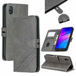 For  Xiaomi Redmi 7A Stitching Style 2-Color Cow Texture Horizontal Flip PU Leather Case with Holder & Card Slot & Lanyard(Gray)