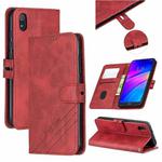 For  Xiaomi Redmi 7A Stitching Style 2-Color Cow Texture Horizontal Flip PU Leather Case with Holder & Card Slot & Lanyard(Red)