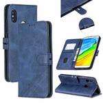 For Xiaomi Redmi Note 5 Stitching Style 2-Color Cow Texture Horizontal Flip PU Leather Case with Holder & Card Slot & Lanyard(Blue)