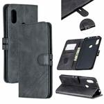 For Xiaomi Redmi Note 6 Stitching Style 2-Color Cow Texture Horizontal Flip PU Leather Case with Holder & Card Slot & Lanyard(Black)
