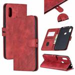For Xiaomi Redmi Note 6 Stitching Style 2-Color Cow Texture Horizontal Flip PU Leather Case with Holder & Card Slot & Lanyard(Red)
