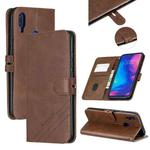 For Xiaomi Redmi Note 7 Stitching Style 2-Color Cow Texture Horizontal Flip PU Leather Case with Holder & Card Slot & Lanyard(Brown)