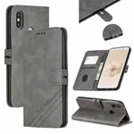 For Xiaomi Mi 6X / A2 Stitching Style 2-Color Cow Texture Horizontal Flip PU Leather Case with Holder & Card Slot & Lanyard(Gray)