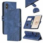 For Xiaomi Mi 6X / A2 Stitching Style 2-Color Cow Texture Horizontal Flip PU Leather Case with Holder & Card Slot & Lanyard(Blue)