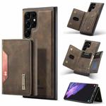 For Samsung Galaxy S22 Ultra 5G DG.MING M2 Series 3-Fold Multi Card Bag Back Cover Phone Case(Coffee)