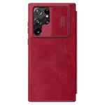 For Samsung Galaxy S22 Ultra 5G NILLKIN QIN Series Pro Sliding Camera Cover Design Leather Phone Case(Red)