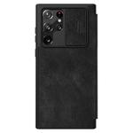 For Samsung Galaxy S22 Ultra 5G NILLKIN QIN Series Pro Sliding Camera Cover Design Leather Phone Case(Black)