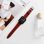 Flat Texture Leather Strap For Apple Watch Series 8&7 41mm / SE 2&6&SE&5&4 40mm / 3&2&1 38mm(Wine Red)