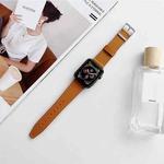 Flat Texture Leather Strap For Apple Watch Series 8&7 41mm / SE 2&6&SE&5&4 40mm / 3&2&1 38mm(Brown)