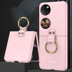 For Huawei P50 Pocket GKK Ultra-thin Full Coverage Phone Case with Ring(Pink)