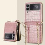 For Samsung Galaxy Z Flip3 5G GKK Texture Leather Beauty Bag Phone Case with Strap(Pink)