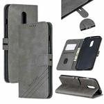 Stitching Style 2-Color Cow Texture Horizontal Flip PU Leather Case with Holder & Card Slot & Lanyard(Gray)