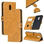 Stitching Style 2-Color Cow Texture Horizontal Flip PU Leather Case with Holder & Card Slot & Lanyard(Yellow)