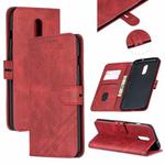 Stitching Style 2-Color Cow Texture Horizontal Flip PU Leather Case with Holder & Card Slot & Lanyard(Red)