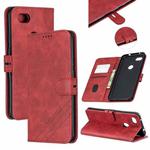For Google Pixel 3A Stitching Style 2-Color Cow Texture Horizontal Flip PU Leather Case with Holder & Card Slot & Lanyard(Red)