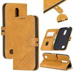 For LG K10 2017 Stitching Style 2-Color Cow Texture Horizontal Flip PU Leather Case with Holder & Card Slot & Lanyard(Yellow)