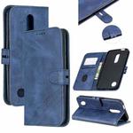 For LG K10 2017 Stitching Style 2-Color Cow Texture Horizontal Flip PU Leather Case with Holder & Card Slot & Lanyard(Blue)