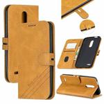For LG K10 2018 Stitching Style 2-Color Cow Texture Horizontal Flip PU Leather Case with Holder & Card Slot & Lanyard(Brown)