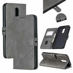 For LG Stylo 5 Stitching Style 2-Color Cow Texture Horizontal Flip PU Leather Case with Holder & Card Slot & Lanyard(Gray)