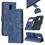 For LG Stylo 5 Stitching Style 2-Color Cow Texture Horizontal Flip PU Leather Case with Holder & Card Slot & Lanyard(Blue)