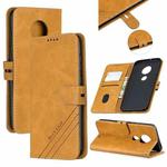 For Moto G7 / G7 Plus Stitching Style 2-Color Cow Texture Horizontal Flip PU Leather Case with Holder & Card Slot & Lanyard(Yellow)