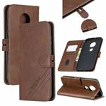 For Moto G7 / G7 Plus Stitching Style 2-Color Cow Texture Horizontal Flip PU Leather Case with Holder & Card Slot & Lanyard(Brown)