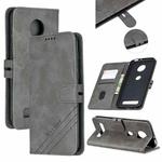 For Moto Z4 Play / Z4 Stitching Style 2-Color Cow Texture Horizontal Flip PU Leather Case with Holder & Card Slot & Lanyard(Gray)
