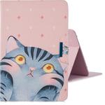 For 7 inch Tablet PC Universal Colored Drawing Horizontal Flip PU Leather Case with Holder & Card Slot(Cute Cat)