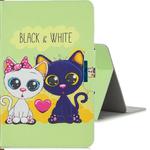 For 7 inch Tablet PC Universal Colored Drawing Horizontal Flip PU Leather Case with Holder & Card Slot(Black and WhiteCat)