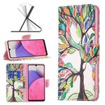 For Samsung Galaxy A33 5G Colored Drawing Pattern Leather Phone Case(Life Tree)